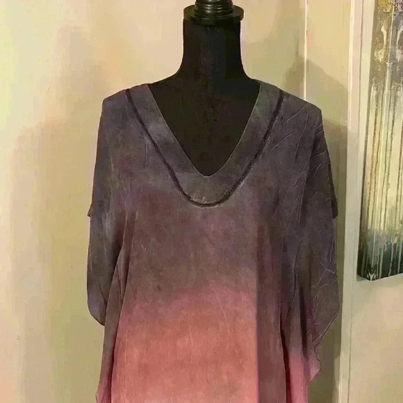 Anthropologie TRYB 100% Silk Dress XS Purple Ombré Color-way Oversized - Picture 7 of 10